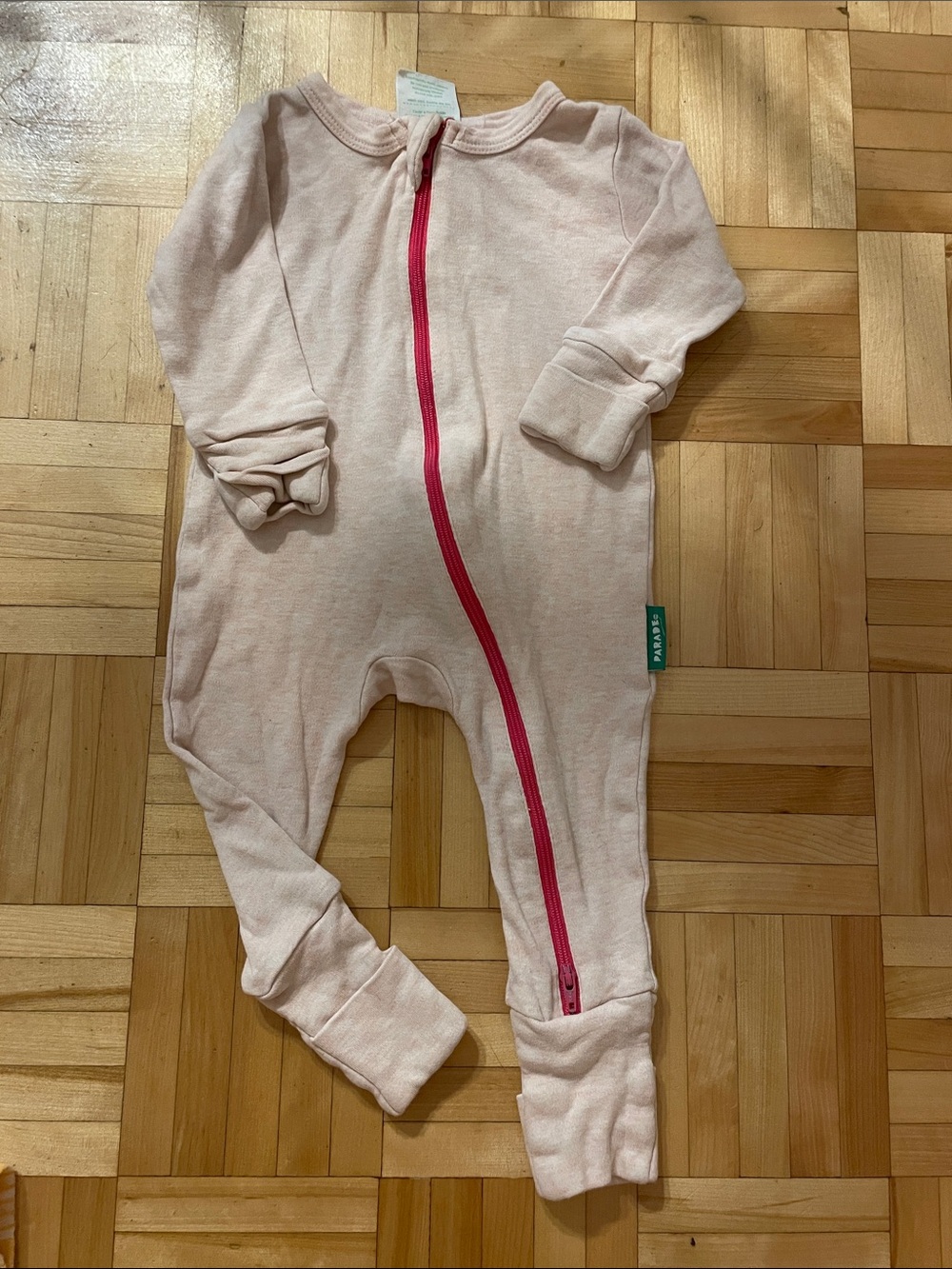 Pink Footed Baby One-Piece with Front Zipper